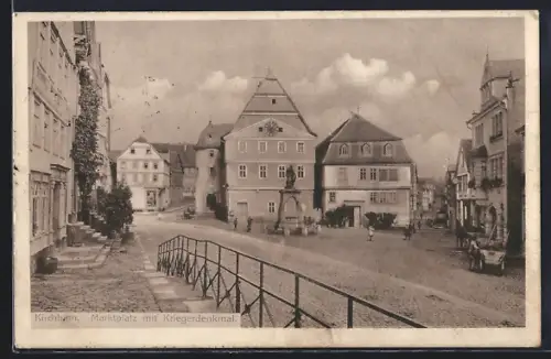 AK Kirchhain / Kassel, Marktplatz mit Kriegerdenkmal
