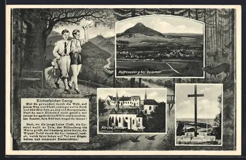 AK Geismar, Hülfensberg, Kirche, Hülfensberg, Kreuz auf dem Hülfensberg
