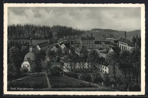 Künstler-AK Bad Mariabrunn, Ortsansicht mit Kirche