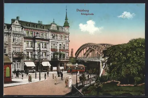 AK Duisburg, Königstrasse, Strassenbahn