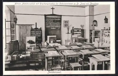 AK Zangberg / Oberbayern, Höhere Mädchenschule St. Josef Erziehungsinstitut der Salesianerinnen, Zeichensaal