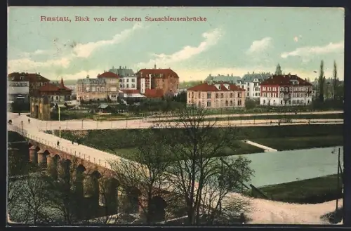 AK Rastatt, Blick von der oberen Stauschleusenbrücke