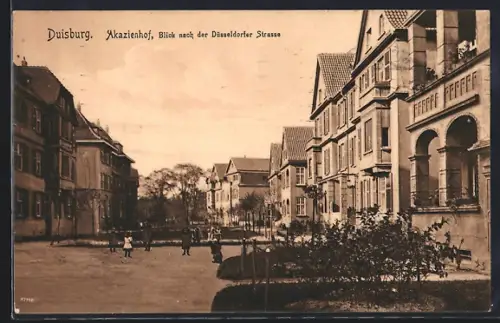 AK Duisburg, Akazienhof, Blick nach der Düsseldorfer Strasse