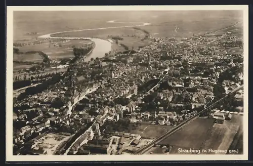 AK Straubing, Stadtansicht vom Flugzeug aus
