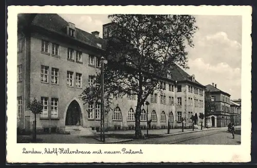 AK Landau / Pfalz, strasse mit neuem Postamt