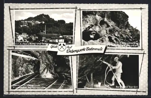 AK Bodenmais /Bayr. Wald, Silberberg, Erzbergwerk, Barbarastollen, Bergmann bei der Arbeit