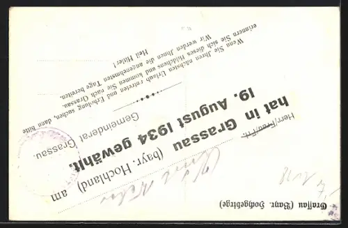 AK Grassau / Chiemgau, Partie im Ort mit Blick zu den Bergen