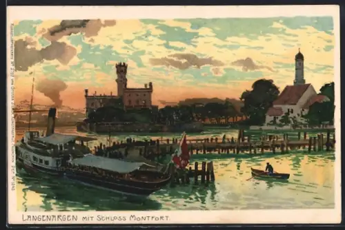 Lithographie Langenargen, Schloss Montfort