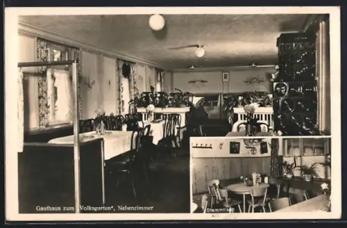 AK Friedrichshafen a. B., Gasthaus zum Volksgarten, Nebenzimmer, Stammtisch