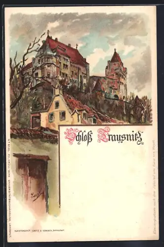 Lithographie Landshut, Schloss Trausnitz