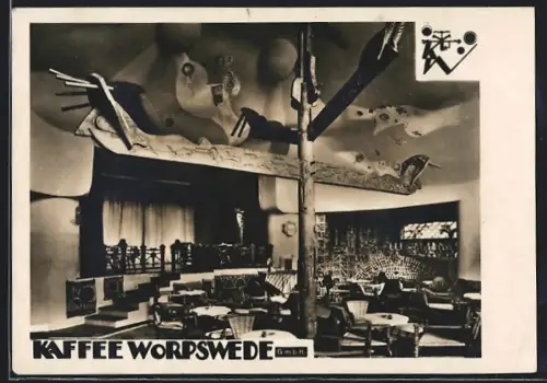 AK Worpswede, Kaffee Worpswede, Erbauer Professor B. Hoetger, Innenansicht