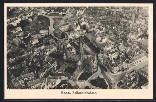 AK Bonn, Ballonaufnahme des Ortes