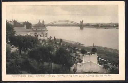AK Bonn a. Rh., Terrasse des Grand Hôtel Royal, Inh. W. O. König