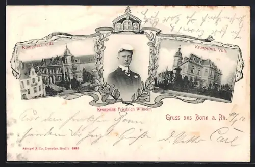 AK Bonn a. Rh., Kronprinz Friedrich Wilhelm, Kronprinz. Villa