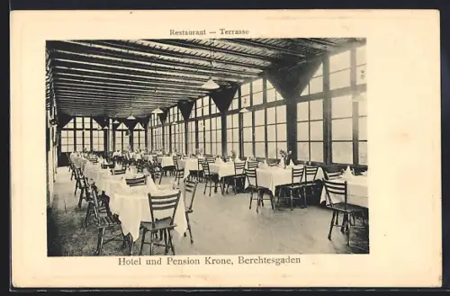 AK Berchtesgaden, Hotel und Pension Krone, Restaurant Terrasse