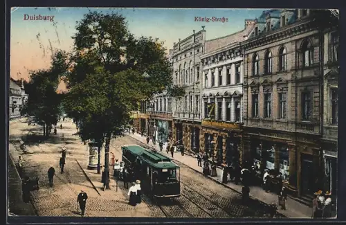 AK Duisburg, König-Strasse, Strassenbahn