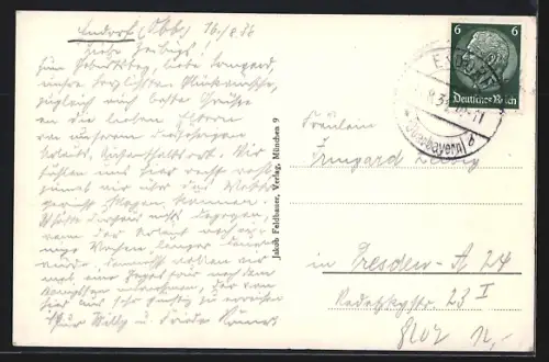 AK Endorf /Obb., Ortsansicht mit Kirche und Alpenpanorama