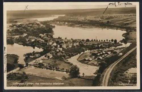 AK Lychen, das märkische Interlaken, Luftaufnahme