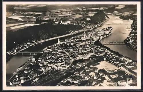 AK Passau, Luftaufnahme, Donau, Inn, Altstadt