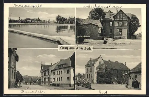 AK Anderbeck, Badeanstalt, Arbeitsdienstlager, Hauptstrasse, Gut