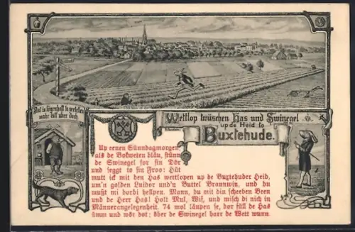 AK Buxtehude, Wettlauf zwischen Has` und Igel, Stadtansicht