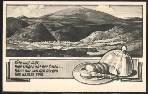 AK Immenrode / Goslar, Harz-Käserei Hermann Ehlers, Berge des Harzes, Käseplatte