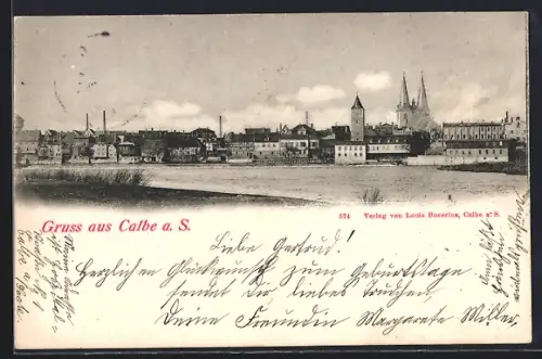 AK Calbe a. S., Stadtansicht mit Kirche und Dom