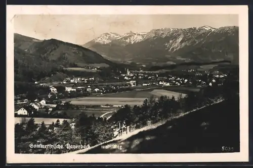 AK Payerbach, Ortsansicht mit Bergpanorama