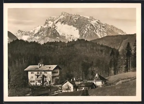 AK Berchtesgaden, Haus Glückauf mit Hochkalter