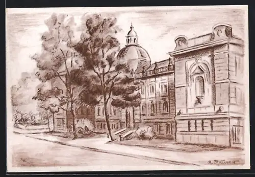 AK Zwickau, Strassenpartie an der Ingenieursschule