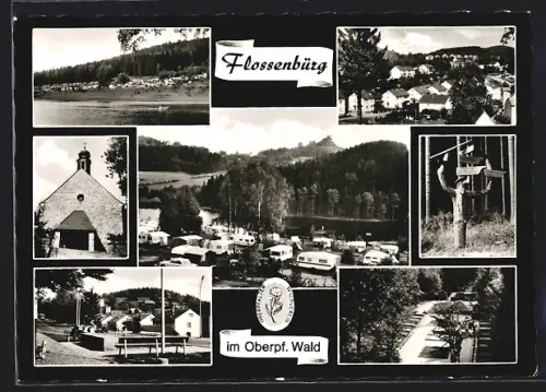 AK Flossenbürg /Oberpfälzer Wald, Campingplatz, Ortsansicht, Kirche