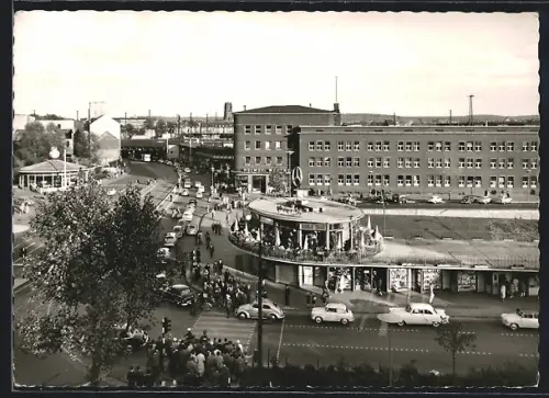 AK Duisburg, An gläsernen Hut, Strassenpartie aus der Vogelschau
