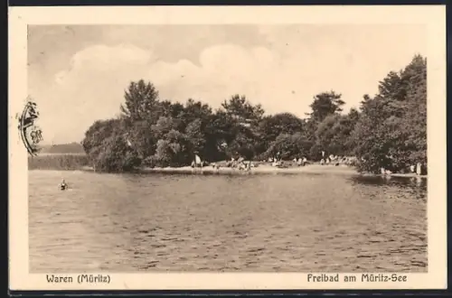 AK Waren /Müritz, Freibad am Müritz-See
