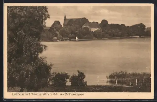 AK Zarrentin i. M., Schaalsee mit Kirchenpanorama