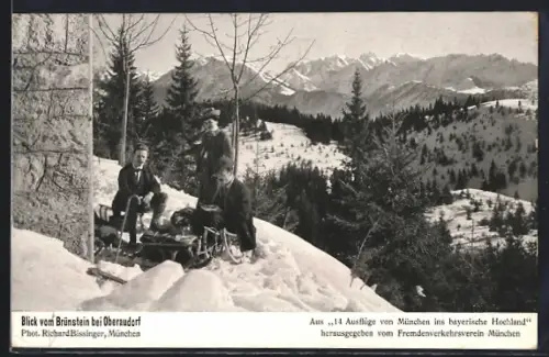 AK Oberaudorf, Blick vom Brünstein in die winterliche Landschaft