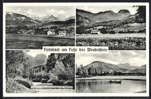 AK Feilnbach /Wendelstein, Wehranlage, Ortsansicht, Bootspartie