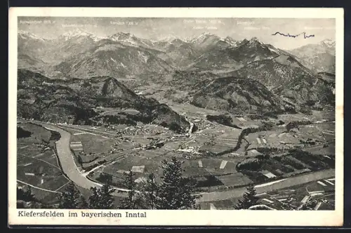 AK Kiefersfelden /Inntal, Gesamtansicht mit Umgebung und Bergpanorama