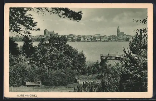 AK Waren-Müritz, Blick zum Ort