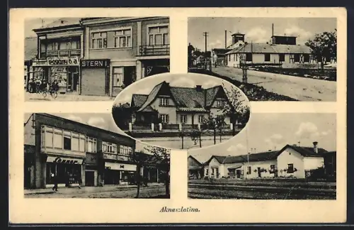 AK Aknaszlatina, Látkép, Utcarészlet