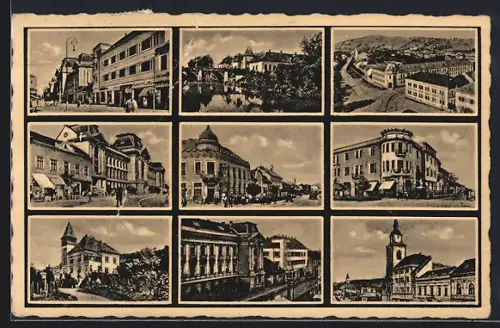 AK Beregszász, Templom, Utcarészlet