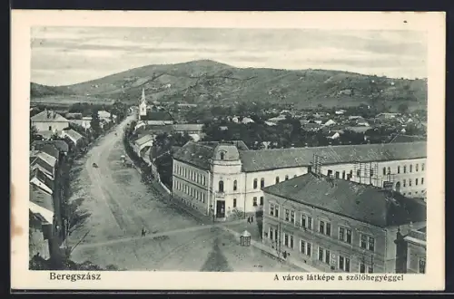 AK Beregszász, A város látképe a szölöhegyéggel