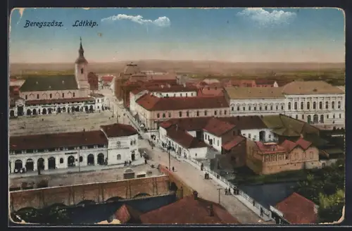 AK Beregsas, Celkovy pohled, Teilansicht mit Kirche, Häuser und Strasse