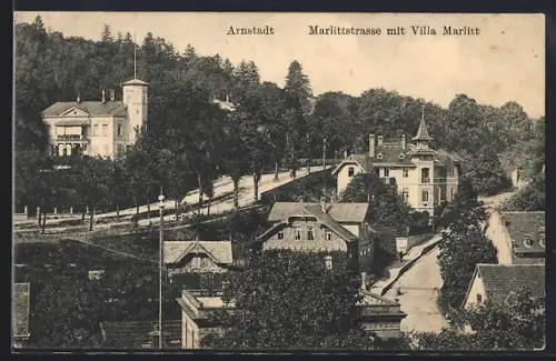 AK Arnstadt, Marlittstrasse mit Villa Marlitt