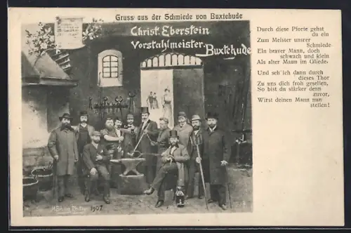 AK Buxtehude, Schmiede Christ Eberstein, Vorstahlmeister, Gruppenbild Schmiedegesellen