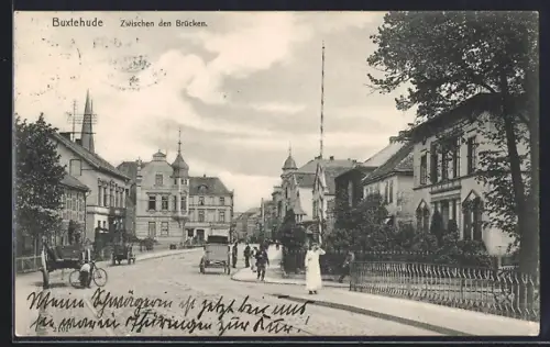 AK Buxtehude, Zwischen den Brücken, Strassenansicht