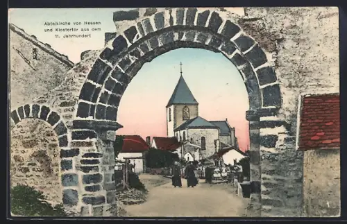 AK Hessen, Abteikirche und Klostertor aus dem 11. Jahrhundert
