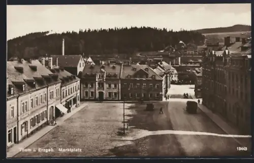 AK Thum i. Erzgeb., Marktplatz aus der Vogelschau