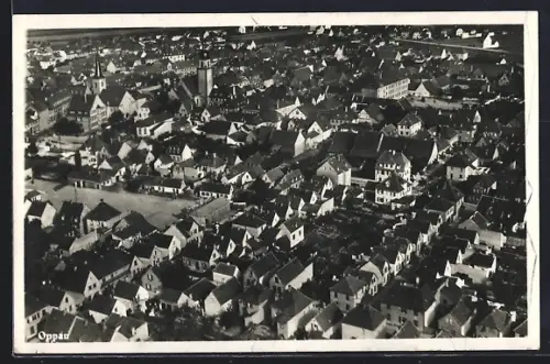 AK Oppau, Luftbild des Ortes