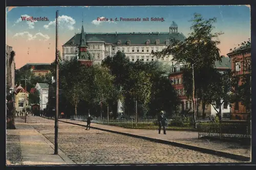 AK Weissenfels, Promenade mit Schloss
