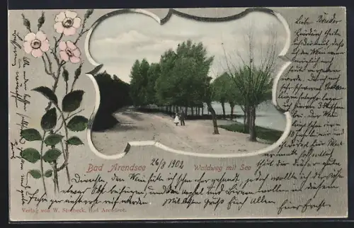 AK Bad Arendsee, Waldweg mit See